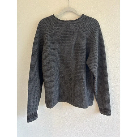 Vintage Abercrombie & Fitch Lambswool Blend Brioche Waffle Knit Sweater Gray M - Picture 2 of 5